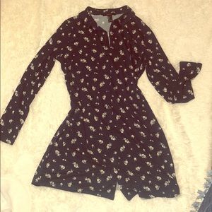 Forever 21 green and cream floral button up dress